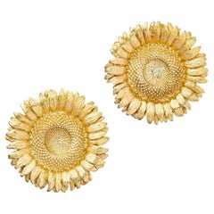 Bielka 18k Yellow Gold Large Sunflower Earrings
