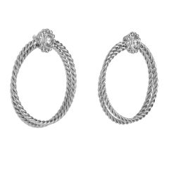 Bielka .30 Carat Diamond Twisted Wire Gold Hoop Earrings
