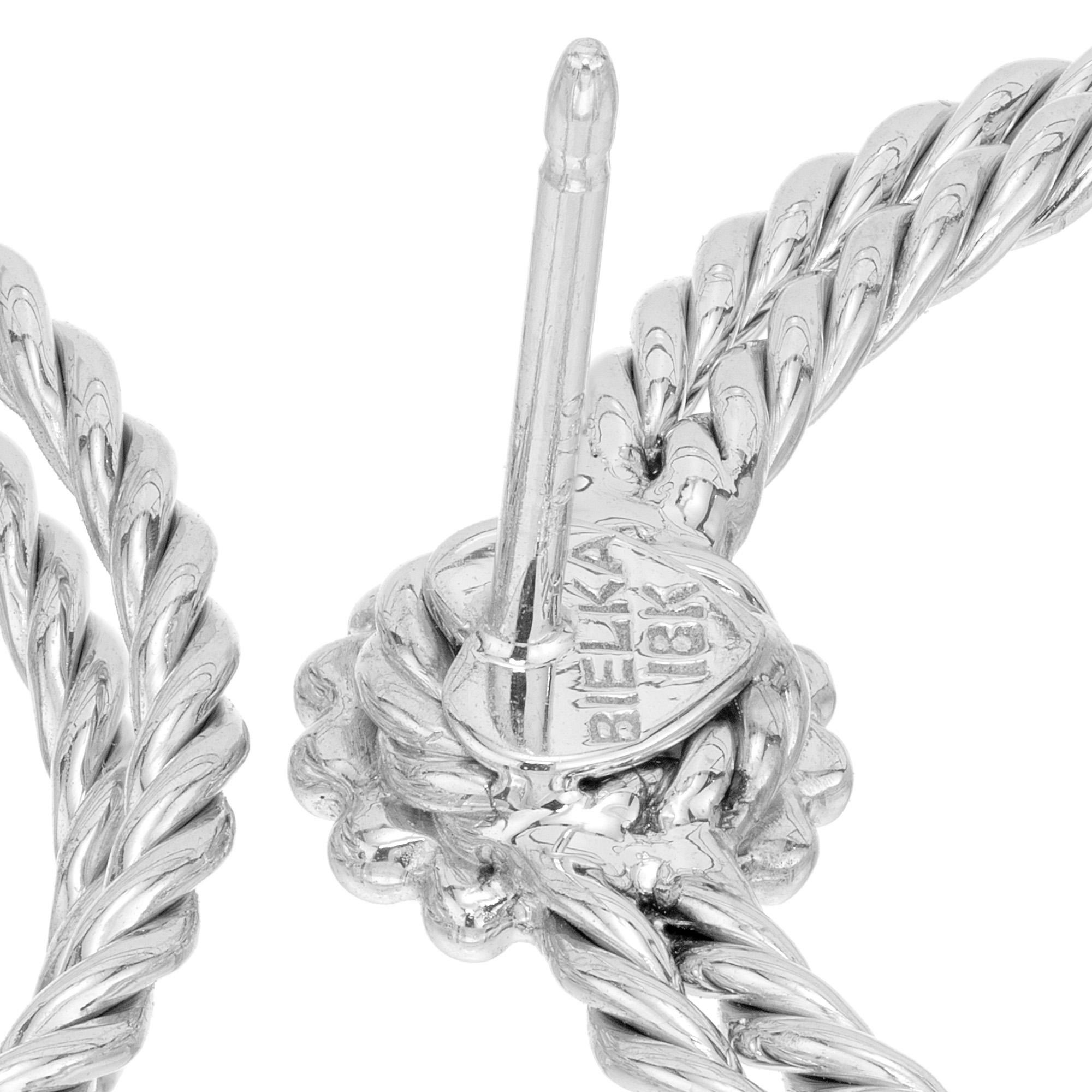 Women's Bielka .30 Carat Diamond Twisted Wire Gold Hoop Earrings For Sale
