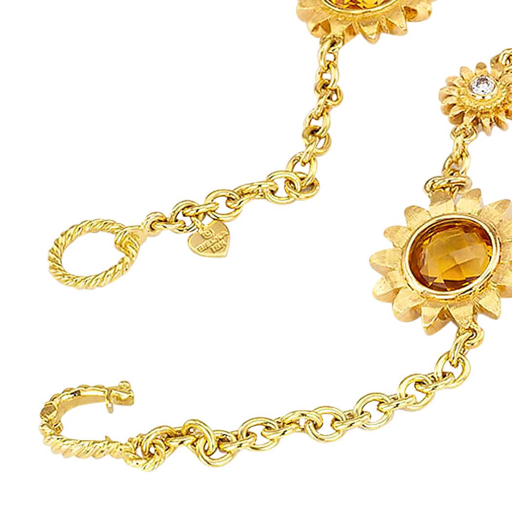 De las mujeres Bielka Collar Eslabón Girasol Oro Amarillo Diamante Citrino