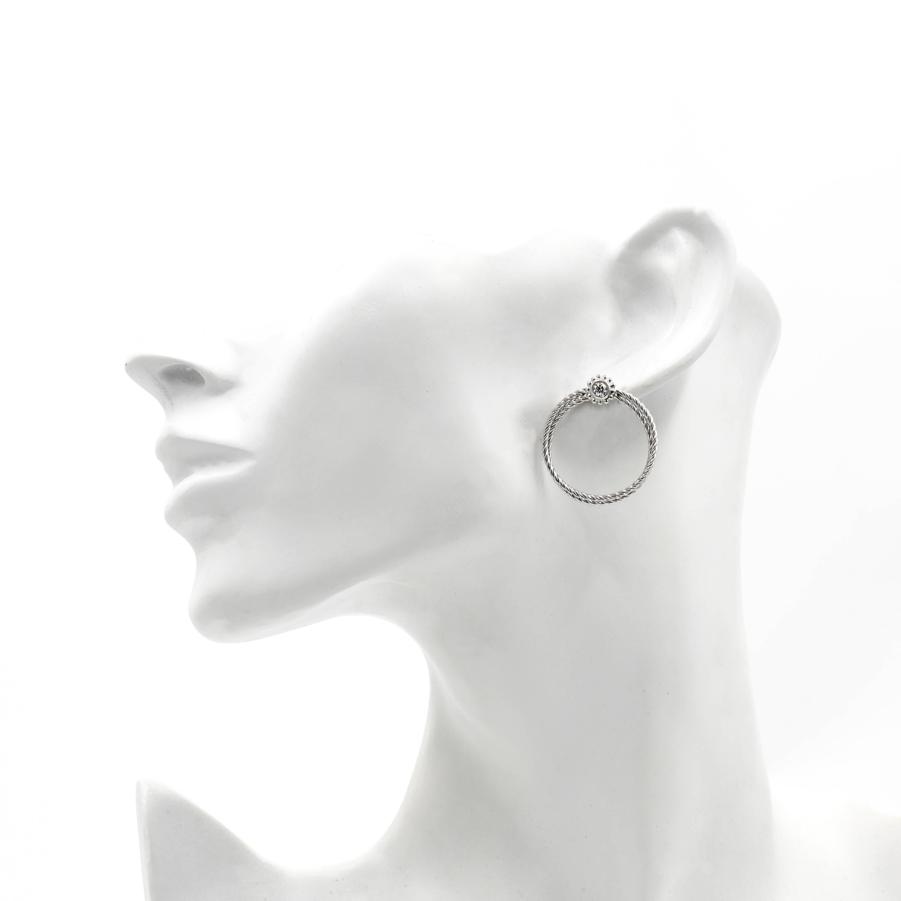 Bielka, boucles d'oreilles créoles en or torsadé et diamants Bon état - En vente à Stamford, CT