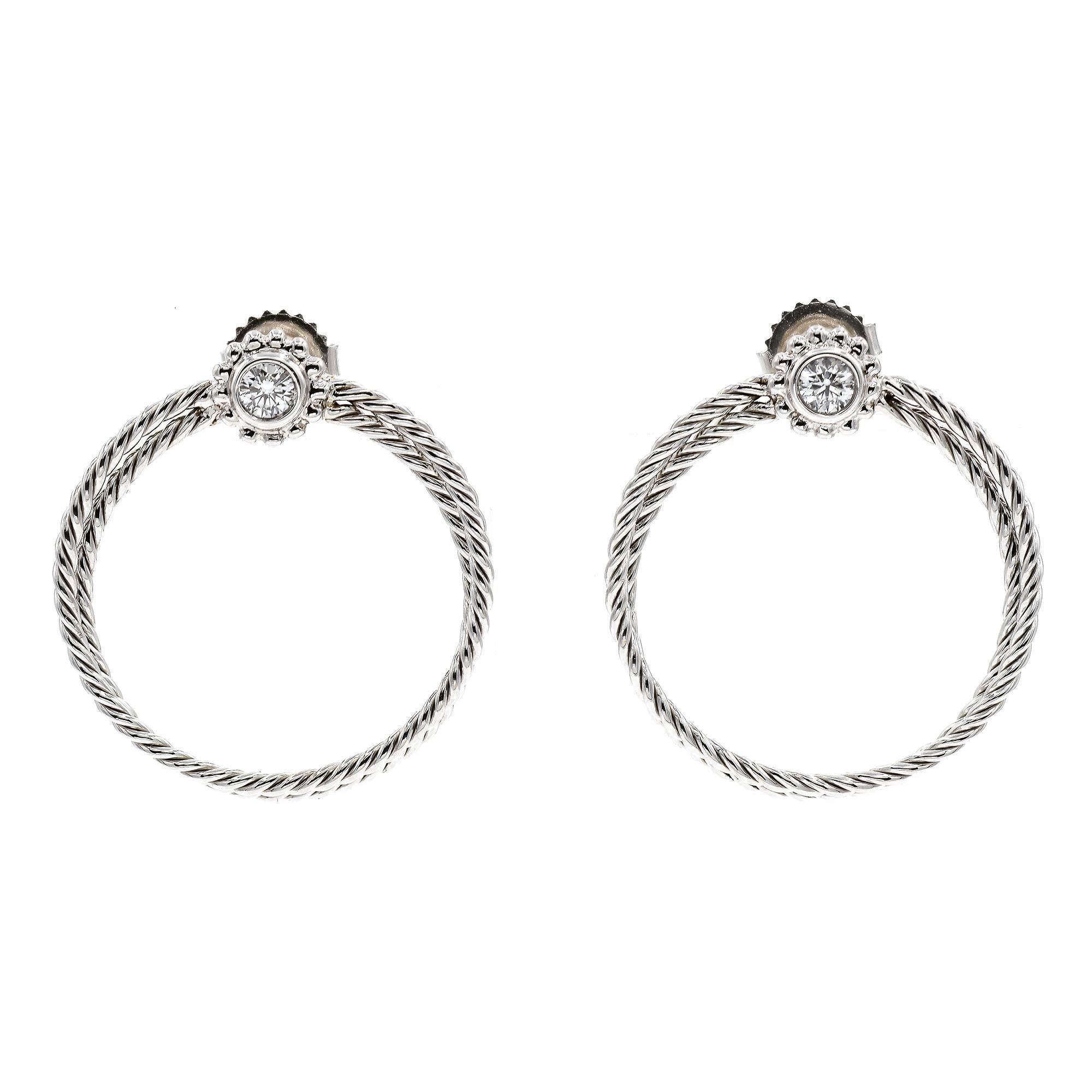 Bielka Diamond Twisted Wire Gold Hoop Earrings