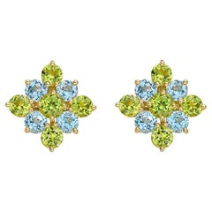 Bielka Peridot Blue Topaz Checkerboard Earrings
