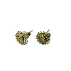 Bielka Sterling Silver and 18K Yellow Gold Sunflower Earrings