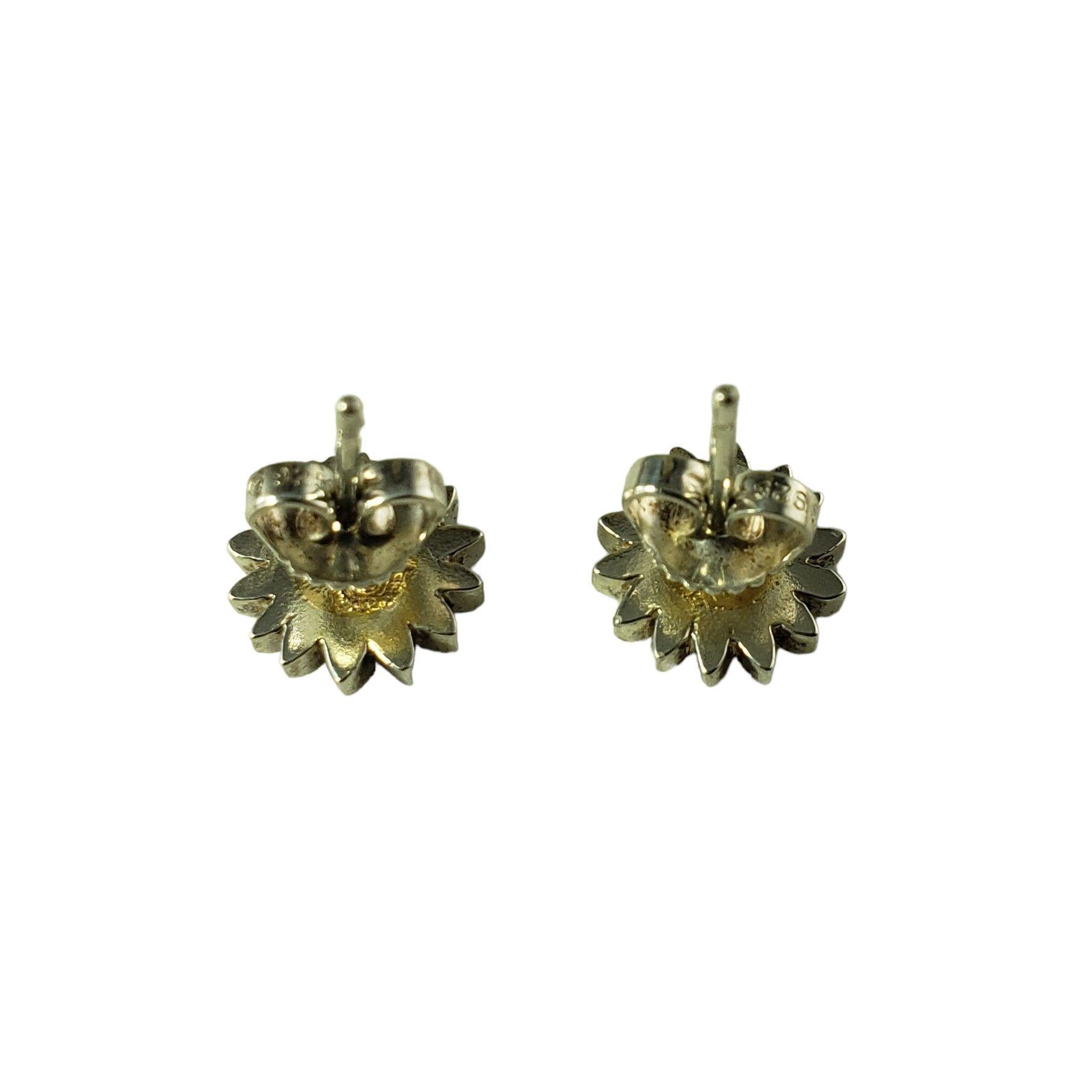 Bielka Sterling Silver and 18K Yellow Gold Sunflower Earrings For Sale 4