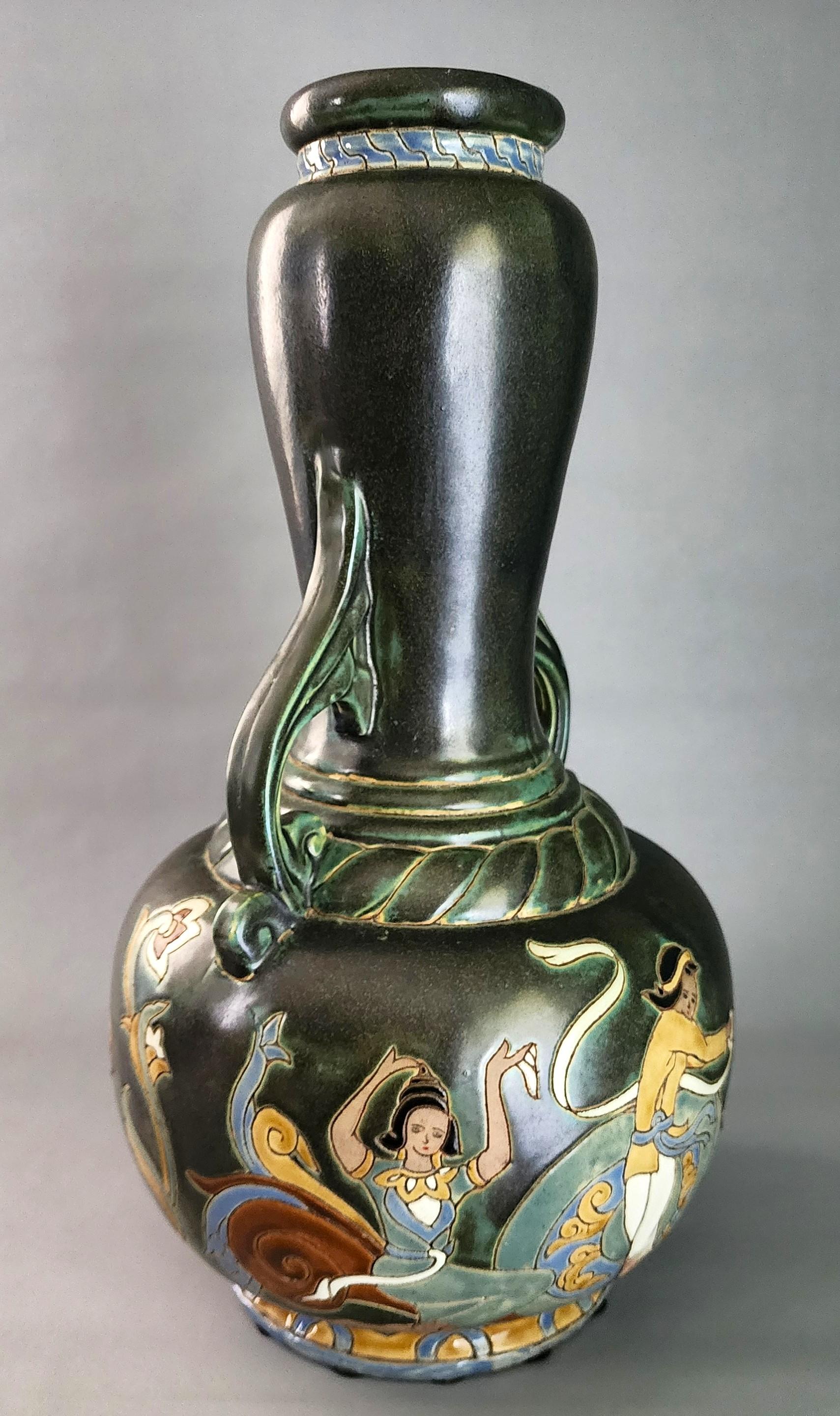 Vaso in ceramica Bien Hoa Vietnam Asia 20° secolo Grande 22 in in vendita 5