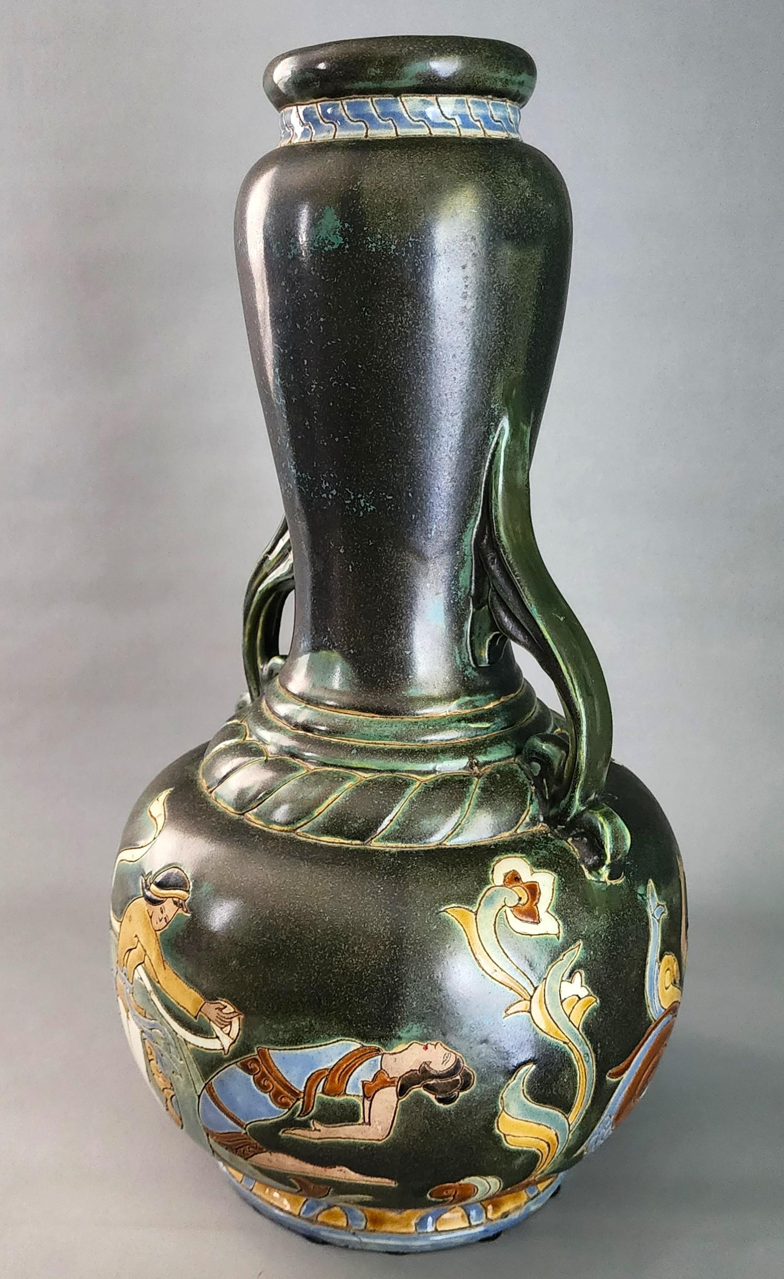 Vaso in ceramica Bien Hoa Vietnam Asia 20° secolo Grande 22 in in vendita 8
