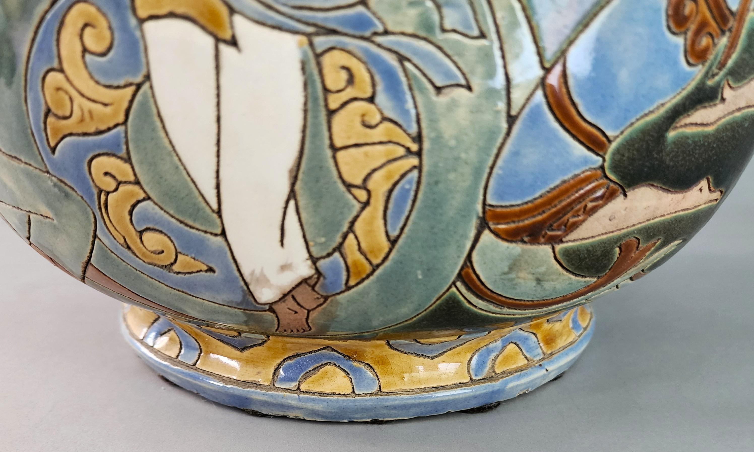 XX secolo Vaso in ceramica Bien Hoa Vietnam Asia 20° secolo Grande 22 in in vendita