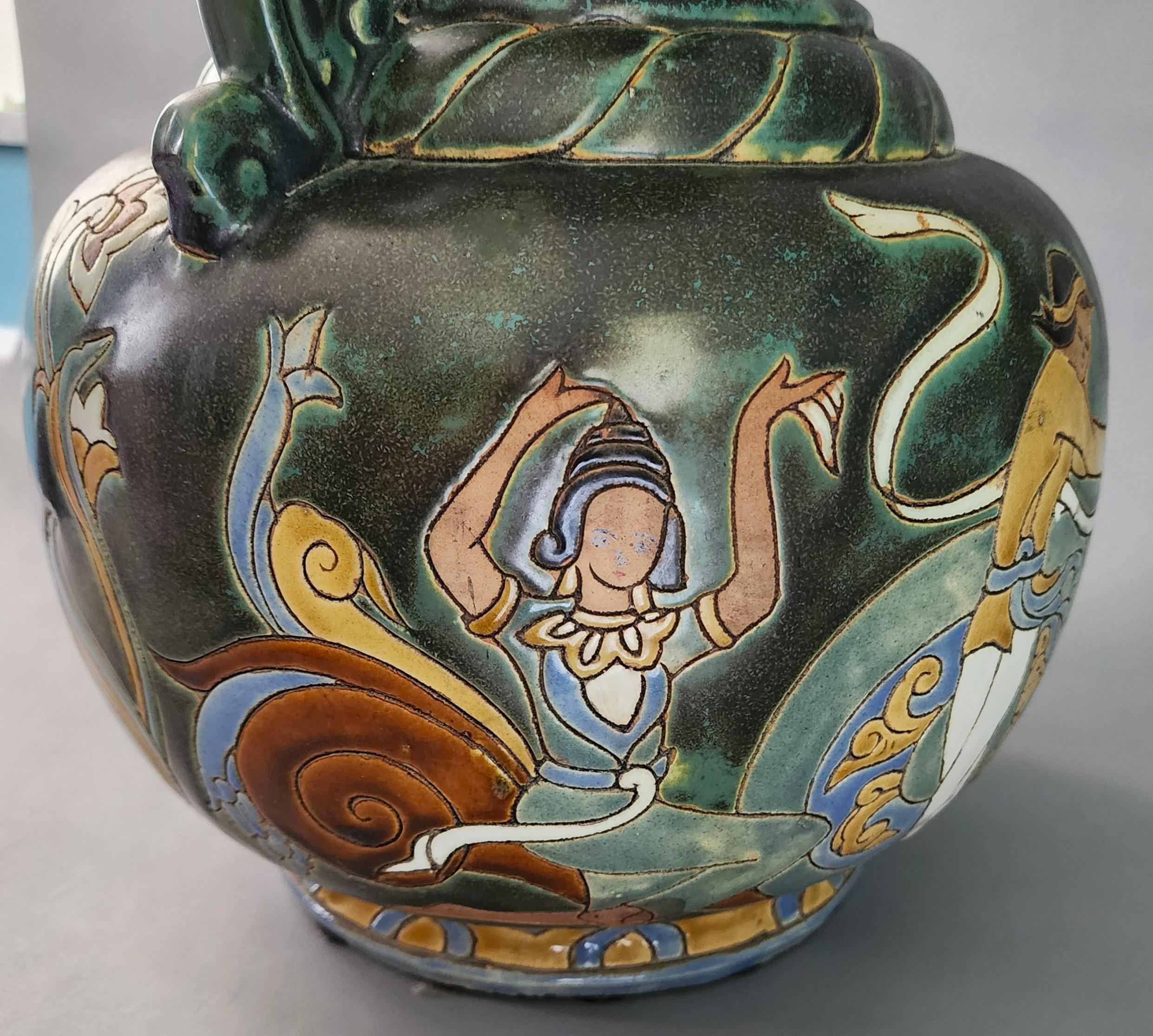 Ceramica Vaso in ceramica Bien Hoa Vietnam Asia 20° secolo Grande 22 in in vendita