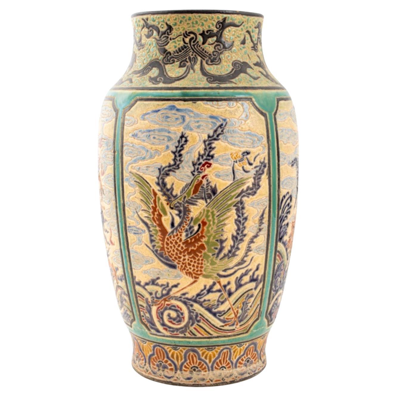 Bien Hoa Vietnamese Dragon Phoenix Vase For Sale