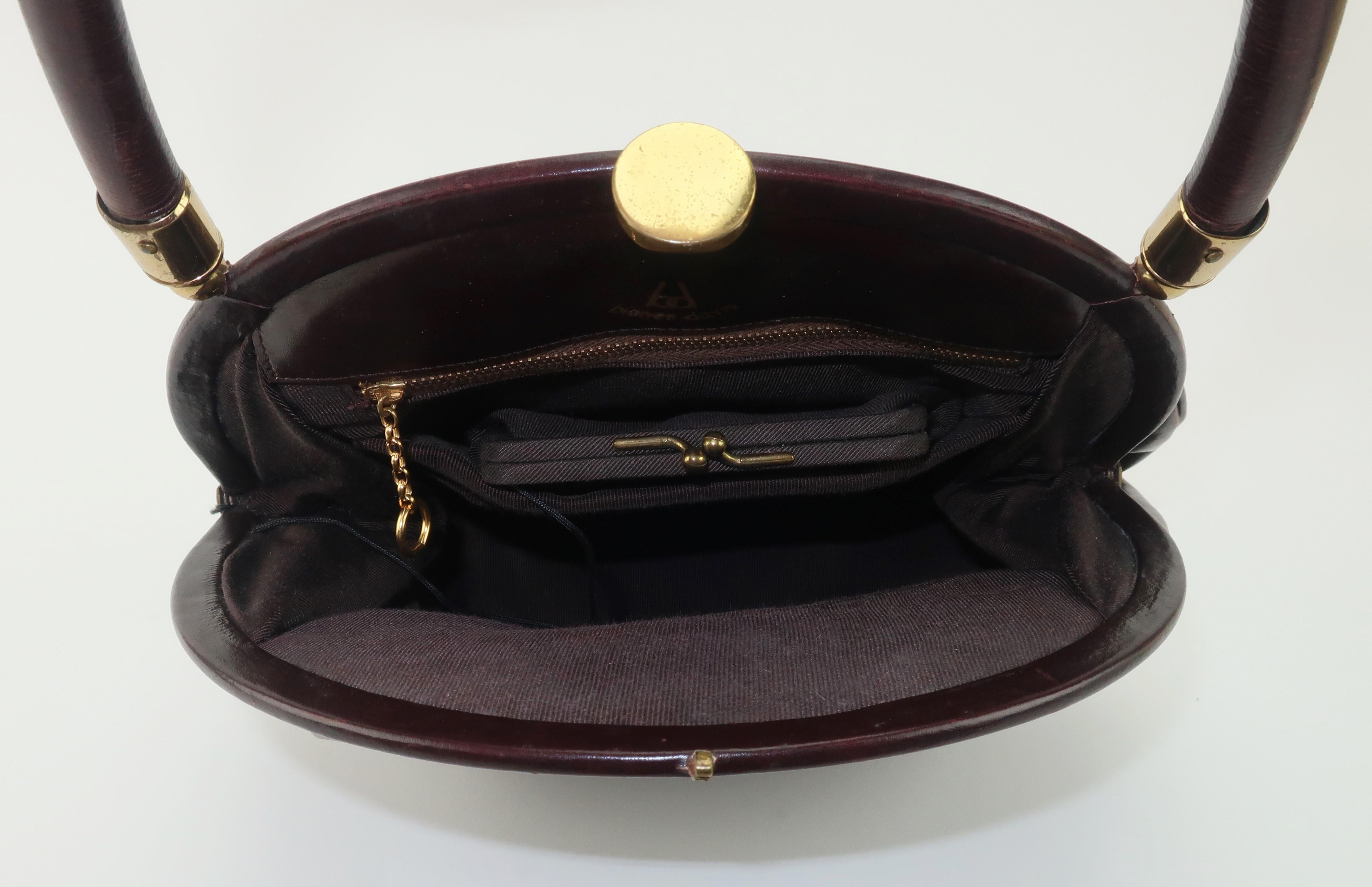 Bienen Davis Brown Leather Pouch Style Handbag, 1930's 2