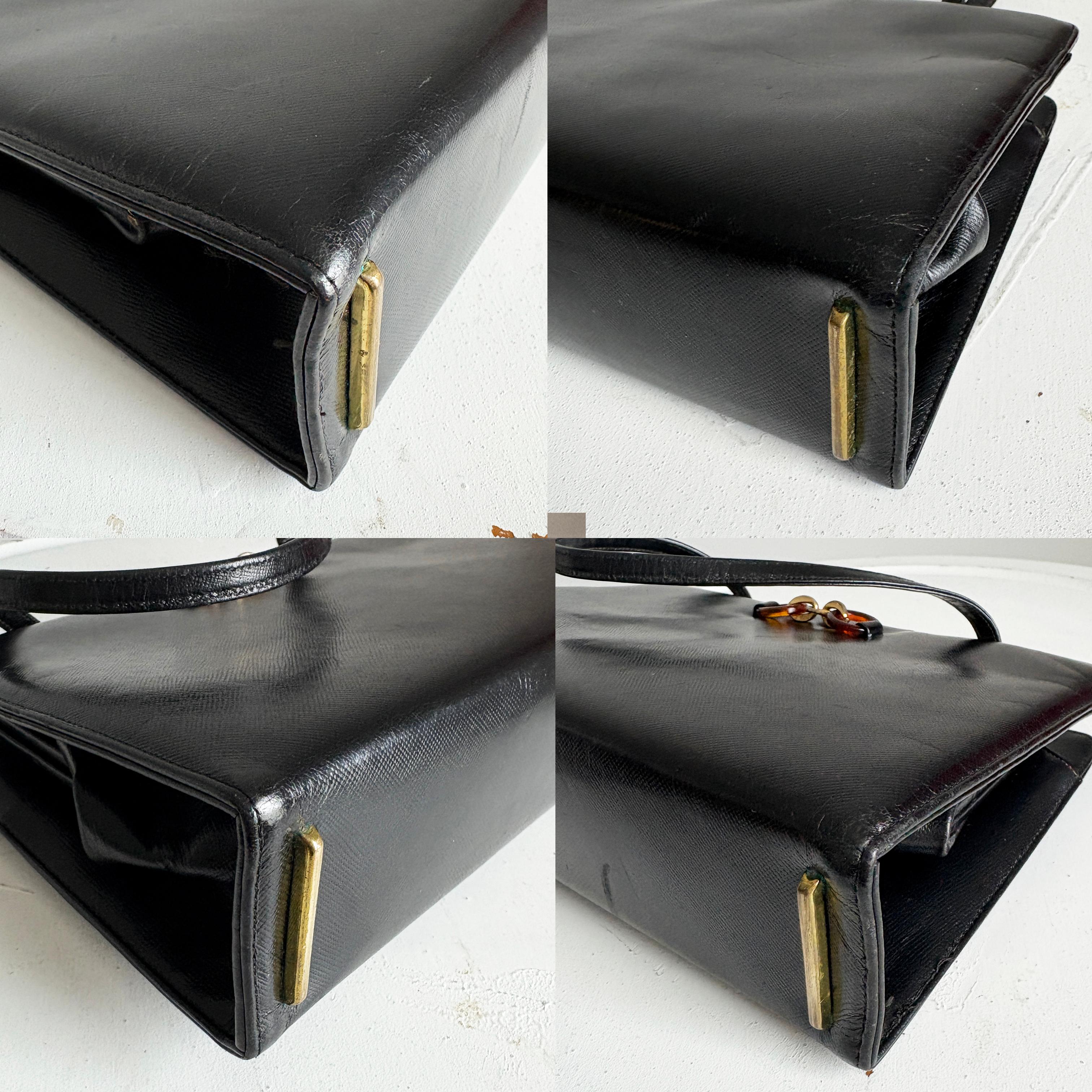 Bienen-Davis Abendtasche aus strukturiertem Leder aus schwarzem Saffiano in Schwarz, selten, 1970er Jahre im Angebot 4