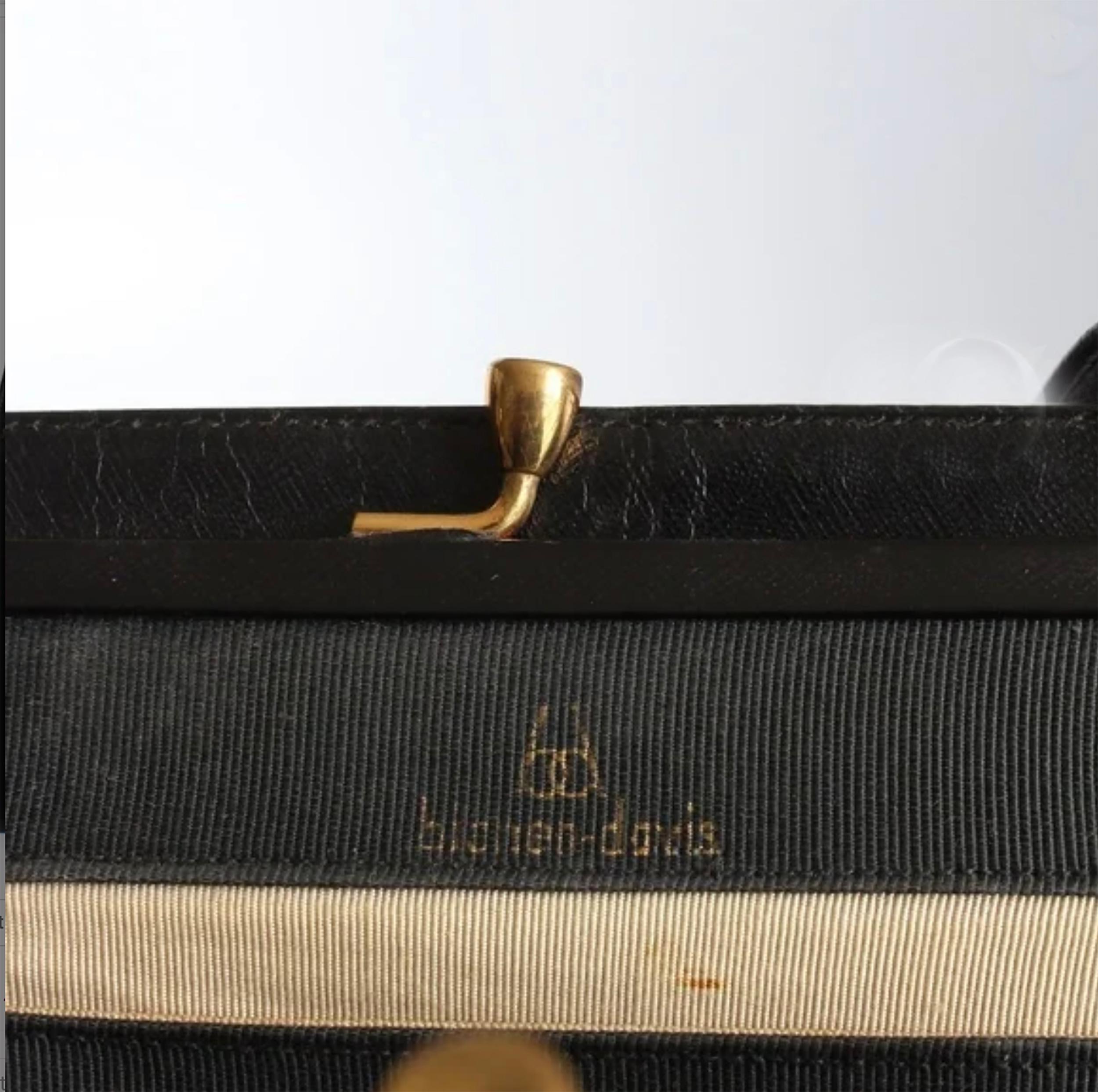 Bienen-Davis Abendtasche aus strukturiertem Leder aus schwarzem Saffiano in Schwarz, selten, 1970er Jahre im Angebot 6