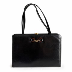 Bienen-Davis Evening Bag Black Saffiano Textured Leather Rare Vintage 1970s