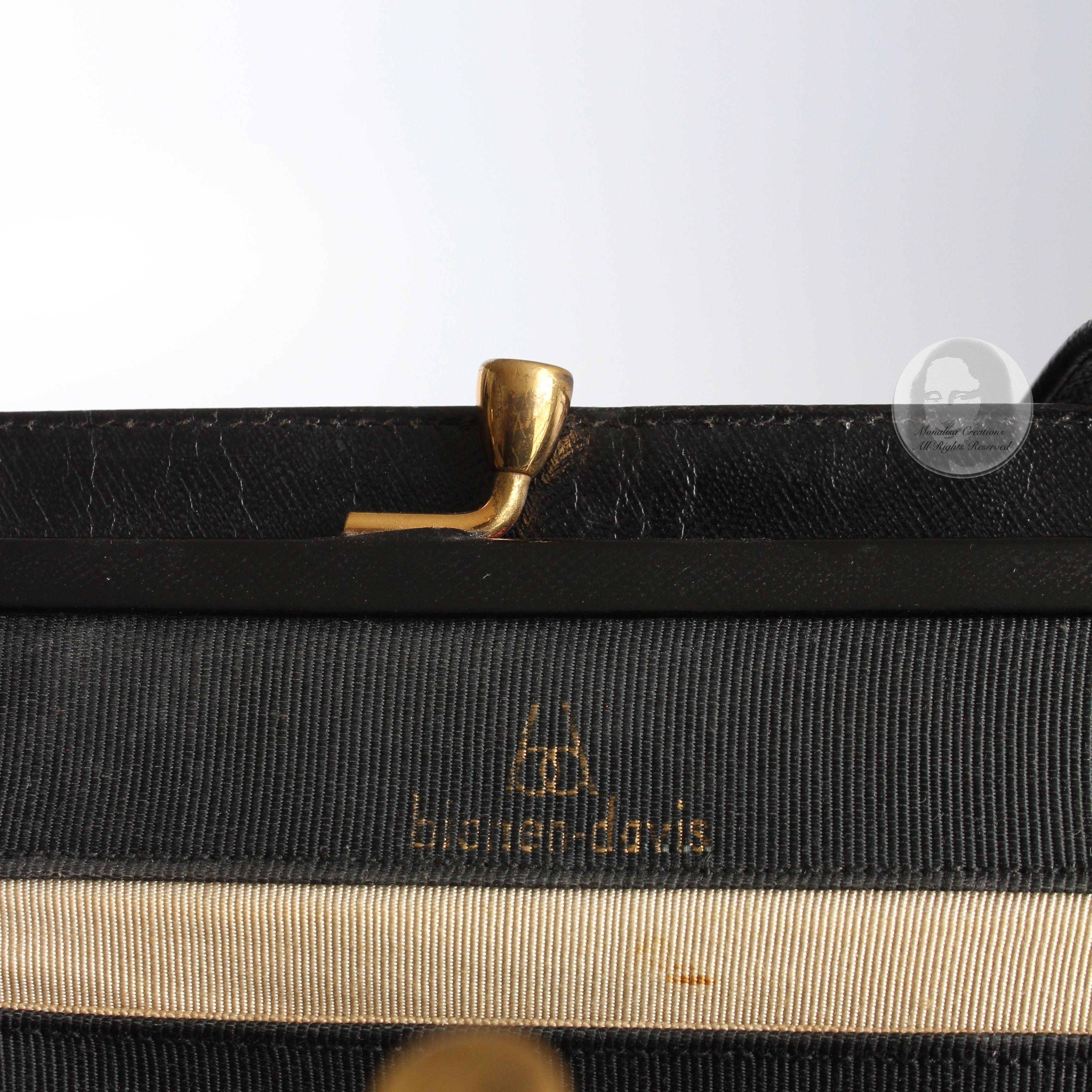 Bienen-Davis Evening Bag Black Saffiano Textured Leather Rare Vintage 1970s For Sale 5