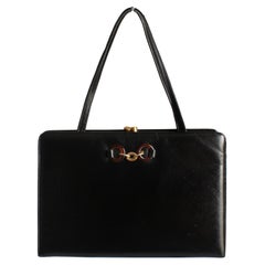 Bienen-Davis Evening Bag Black Saffiano Textured Leather Rare Vintage 1970s