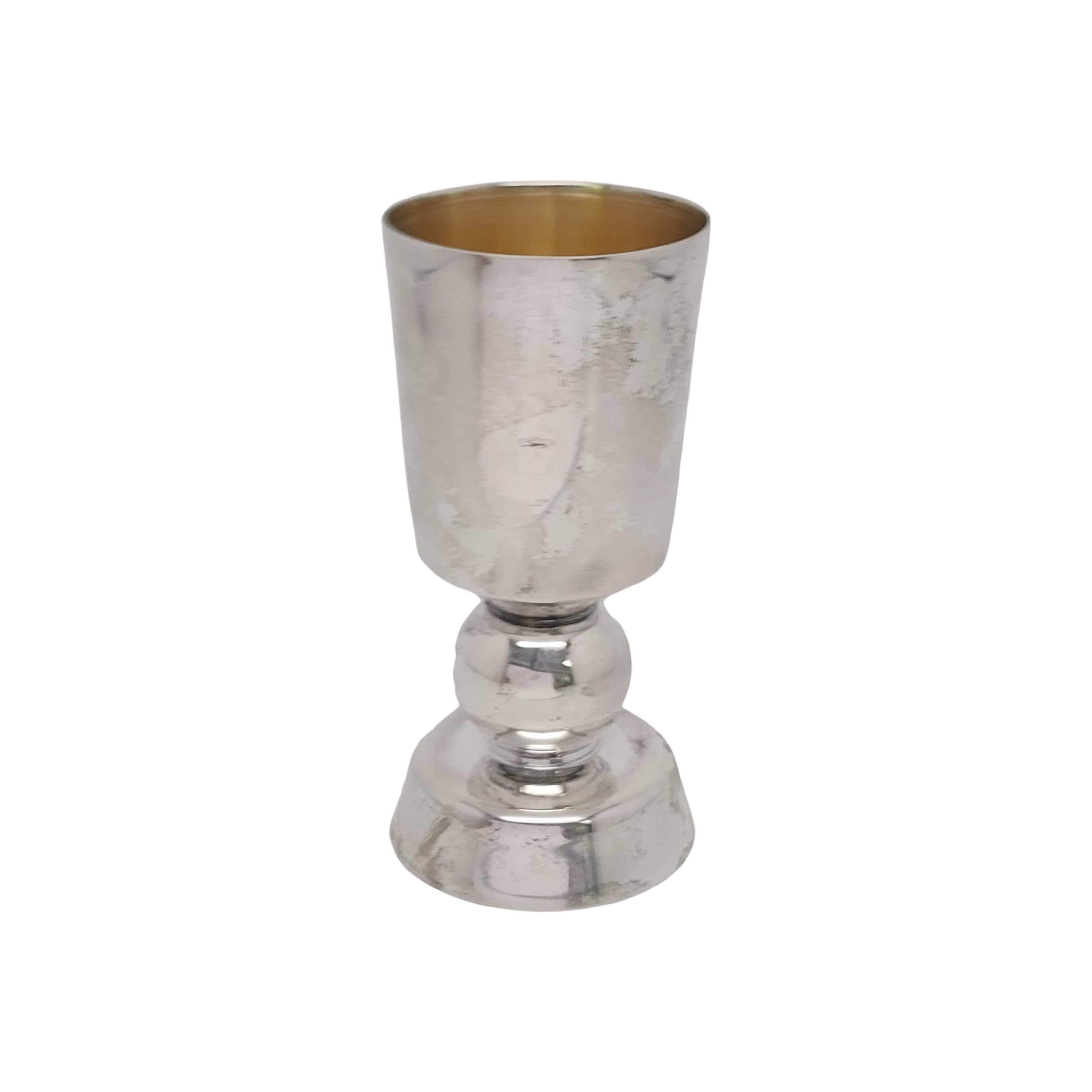 Bier Judaica Sterling Silver Gold Wash Interior Kiddush Cup #15713 In Good Condition For Sale In Washington Depot, CT