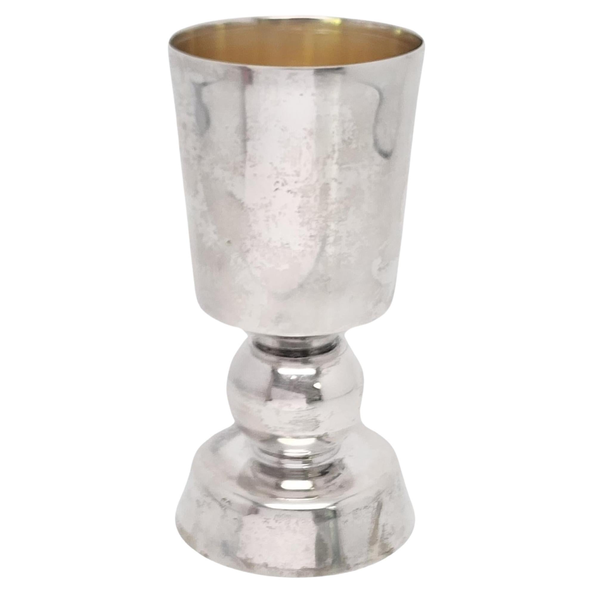 Bier Judaica Sterling Silver Gold Wash Interior Kiddush Cup #15713 For Sale