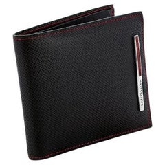 Bifold Wallet in Red and Brown Leather with Carnelian Inlay