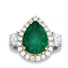 Anello di fidanzamento con smeraldo verde naturale da 10,84 ct e diamanti, in oro bianco 18 carati, certificato GIA