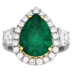 Anello di fidanzamento con smeraldo verde naturale da 10,84 ct e diamanti, in oro bianco 18 carati, certificato GIA