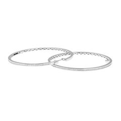 Big 18 Karat White Gold Baguette Diamond Hoop Earrings