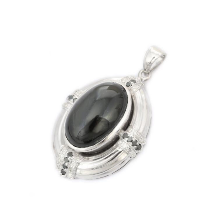 This Big 34.66 Carat Black Onyx and Diamond Pendant  is meticulously crafted from the finest materials and adorned with stunning black onyx which promotes blood circulation.
This delicate to statement pendants, suits every style and occasion.