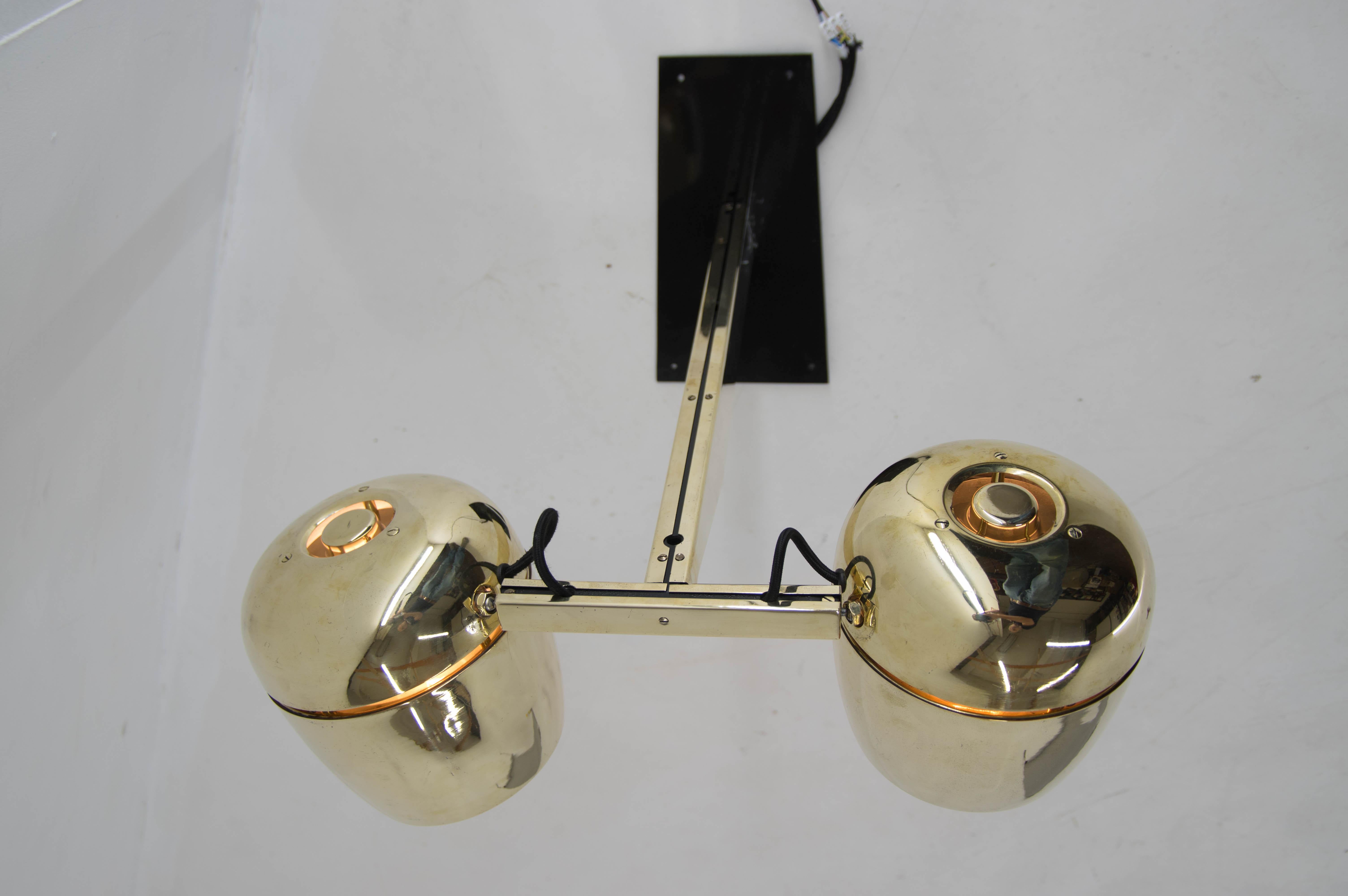 Big Adjustable 2-Flamming Wall Lamp by Napako, 1970s, Restored For Sale 3