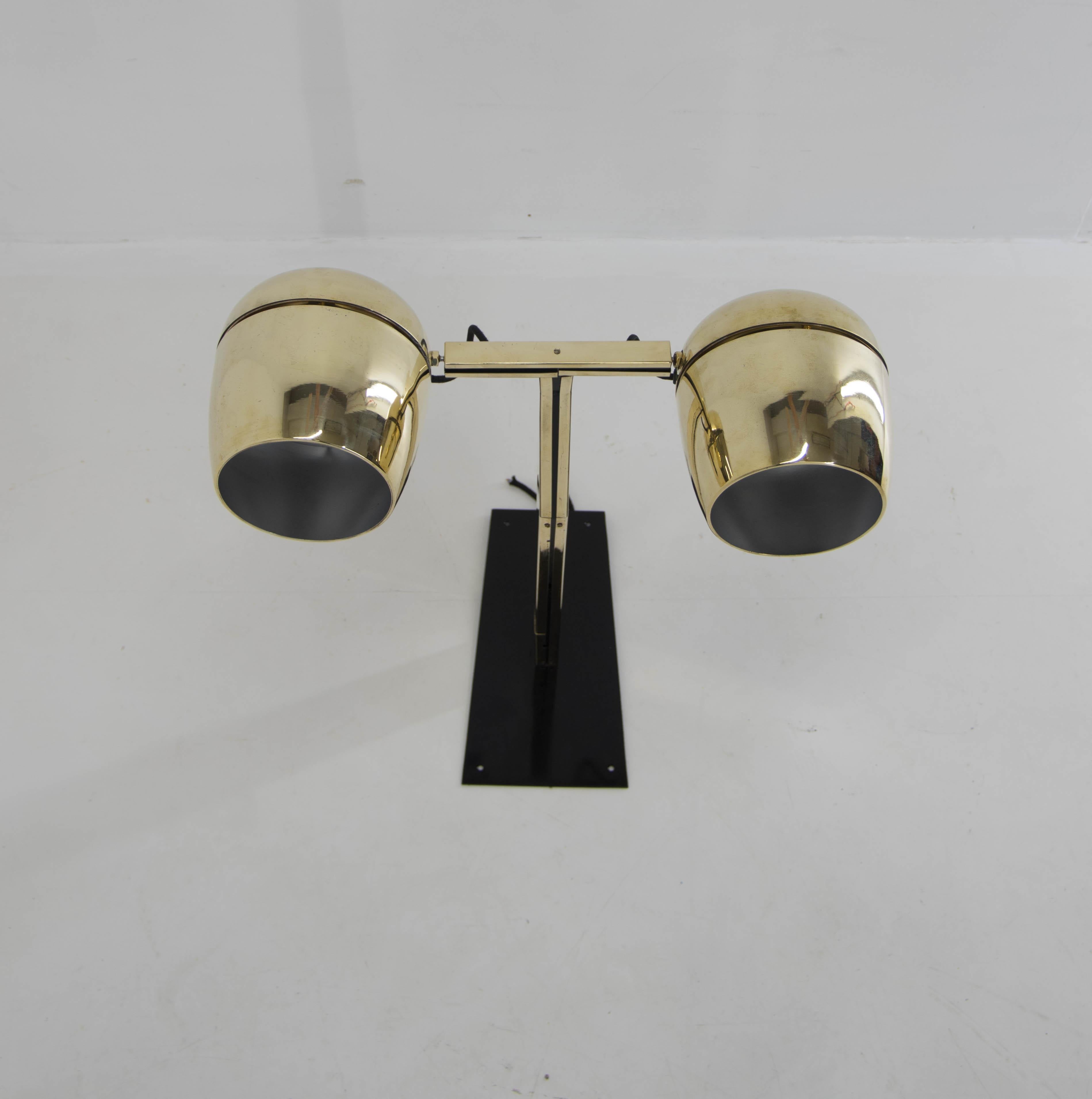 Brutalist Big Adjustable 2-Flamming Wall Lamp by Napako, 1970s, Restored For Sale