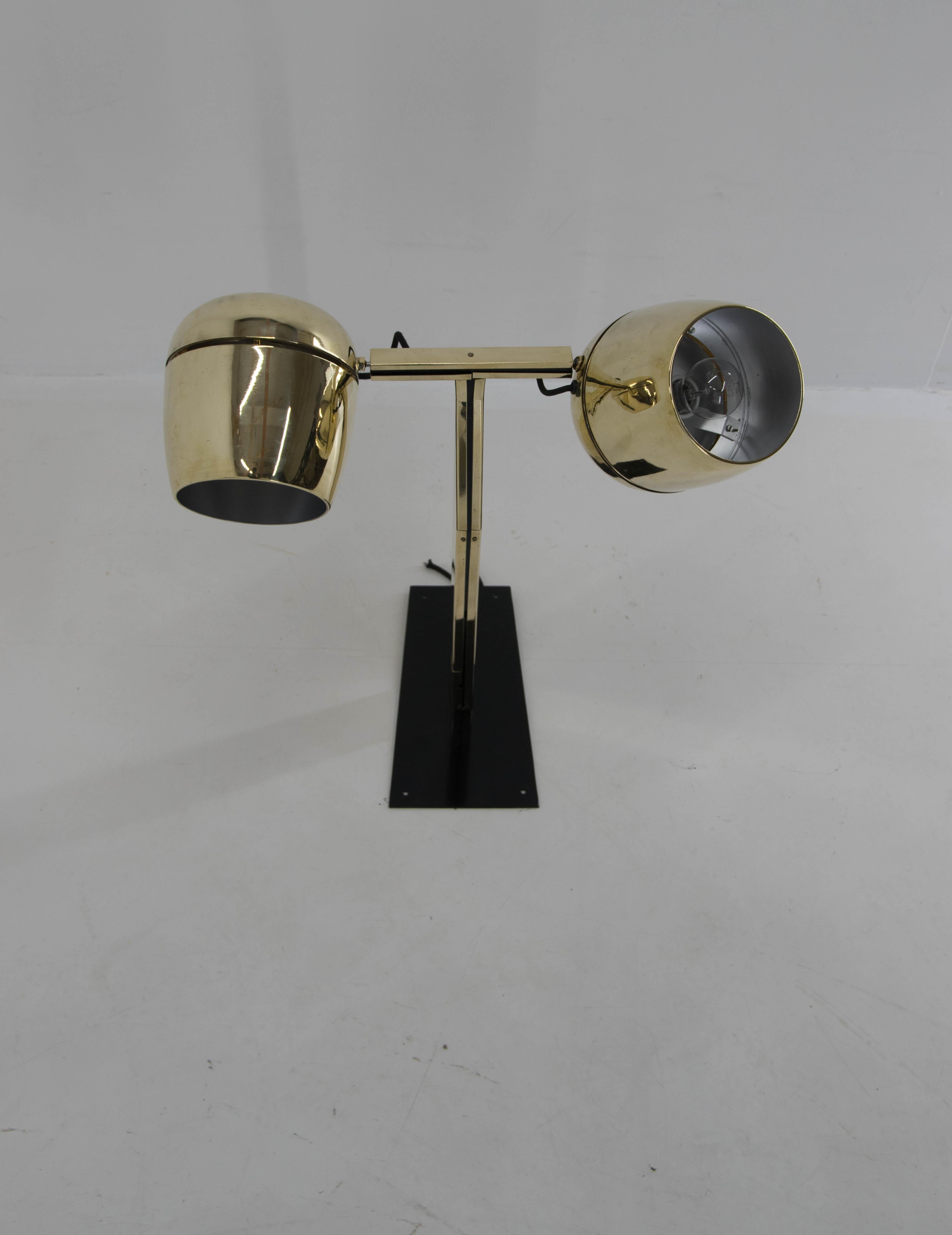Czech Big Adjustable 2-Flamming Wall Lamp by Napako, 1970s, Restored For Sale