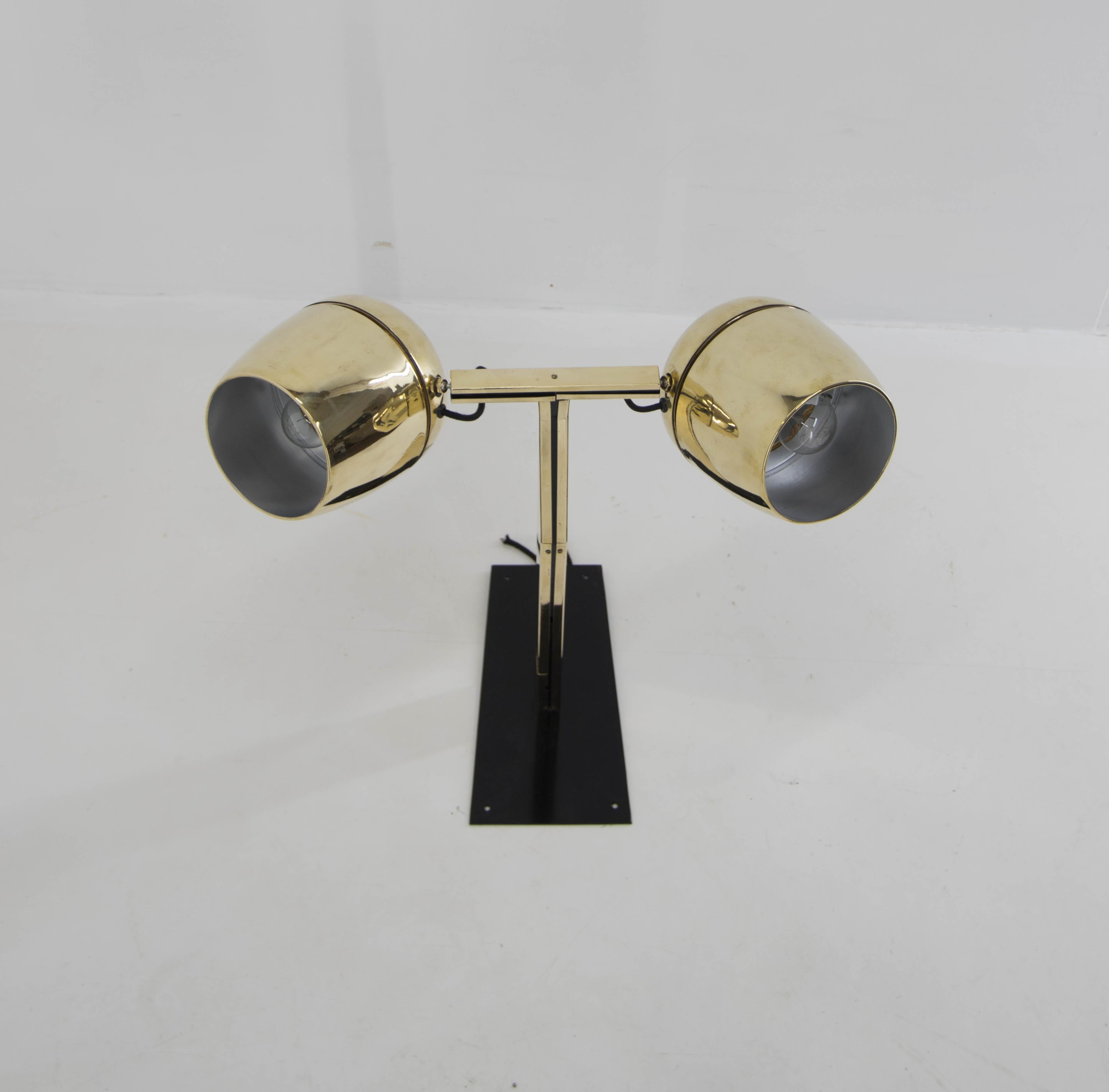 Big Adjustable 2-Flamming Wall Lamp by Napako, 1970s, Restored In Excellent Condition For Sale In Praha, CZ
