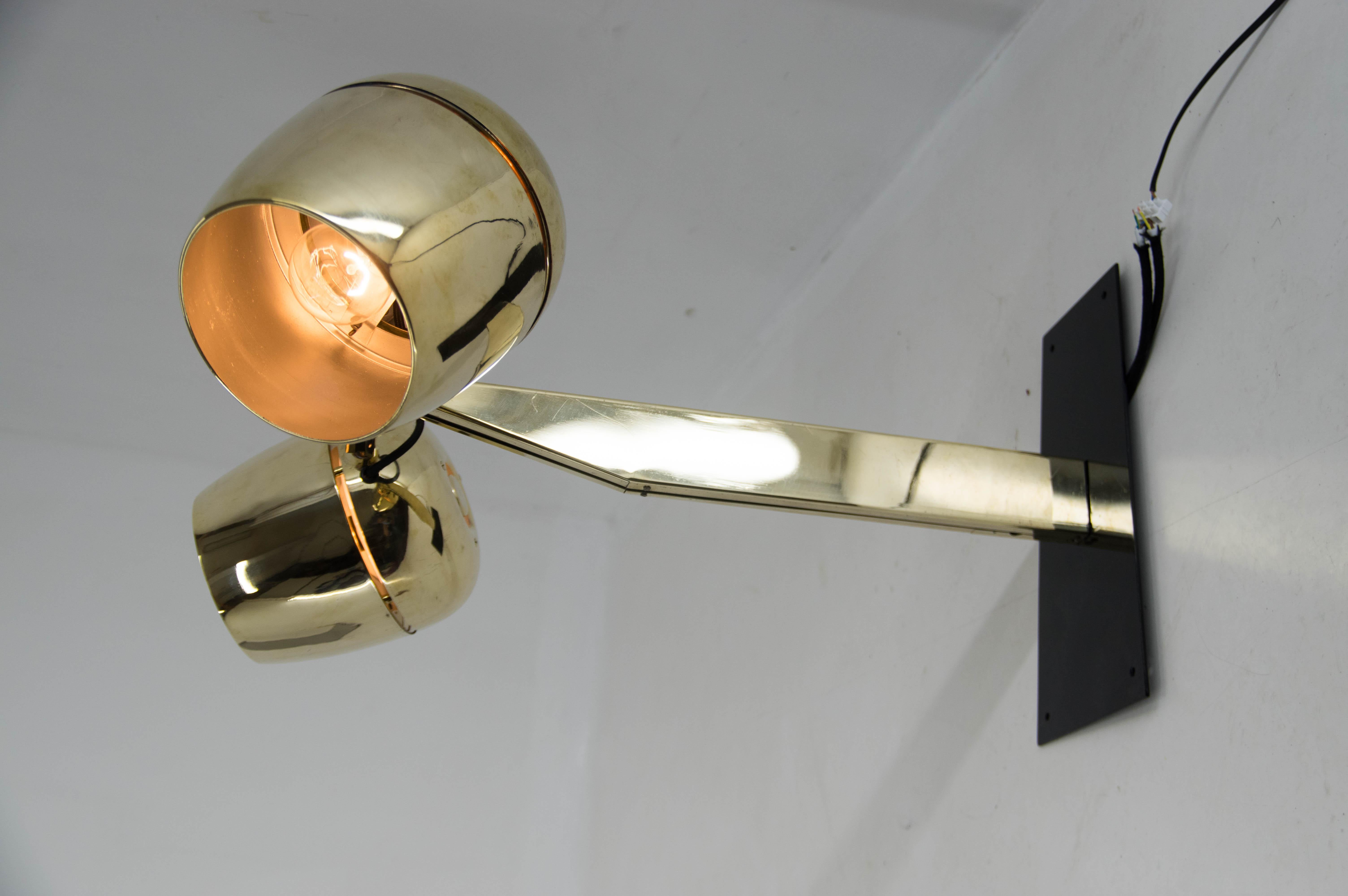 Big Adjustable 2-Flamming Wall Lamp by Napako, 1970s, Restored For Sale 1