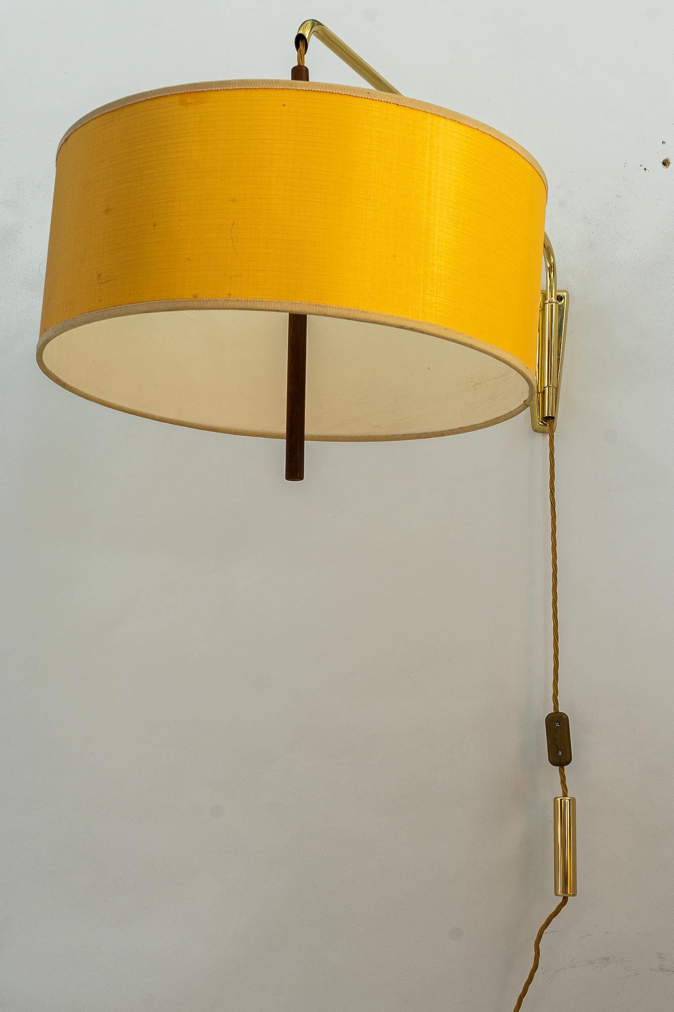 Austrian Big Adjustable J.T.Kalmar Wall Lamp with Original Shade, Around 1950s For Sale