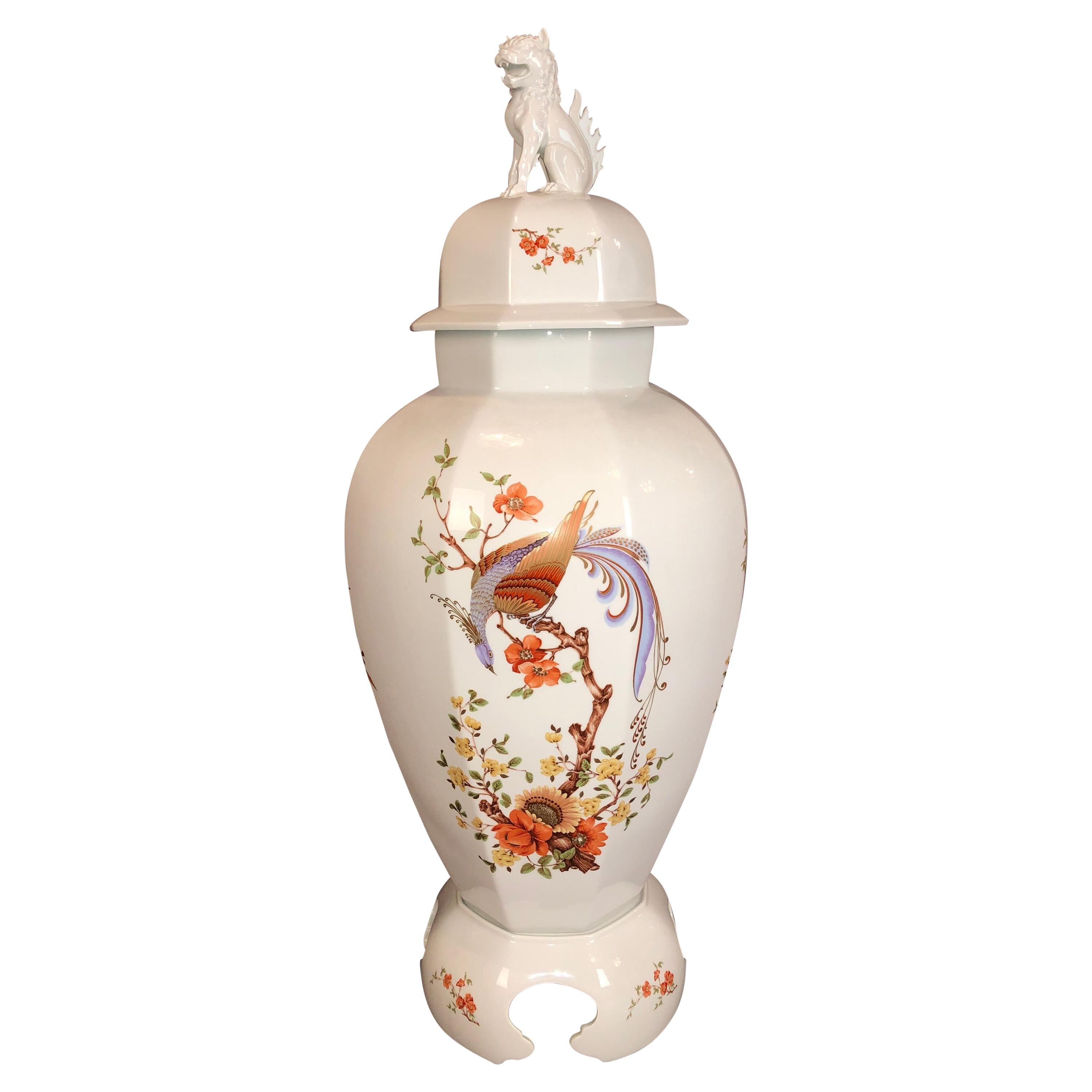 Grand AK Kaiser Olivia porcelaine 100 cm Boden Vase Dragon Figur um 1960 en vente