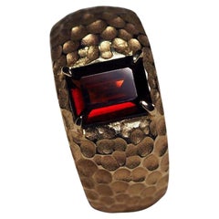 Grande anello in oro giallo almandino Granato Scarlatto Dichiarazione Gemma Rossa Uomo Anello Audace