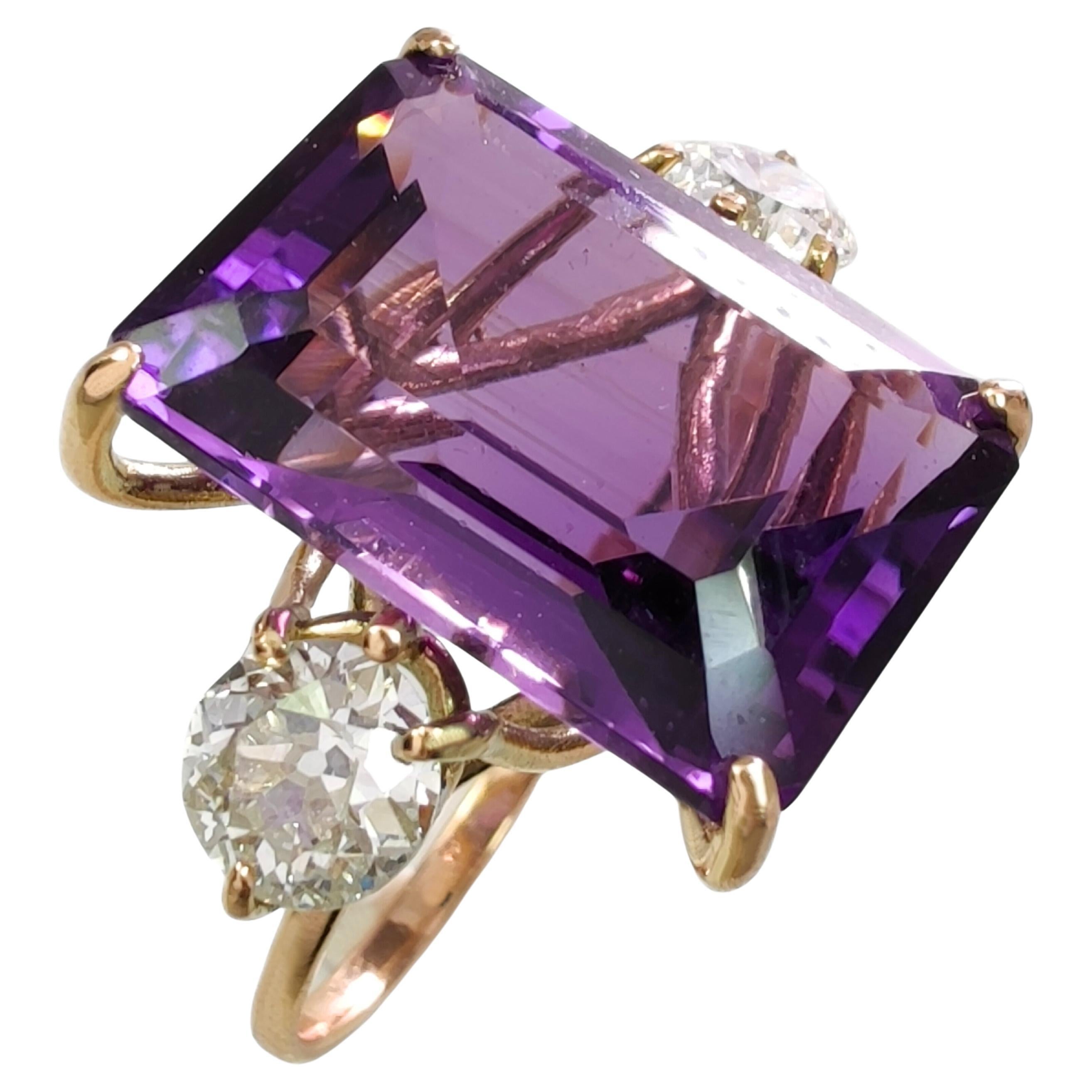 Big Amethyst - Diamond Cocktail Ring - IGE Certified, Perfect Christmas ...