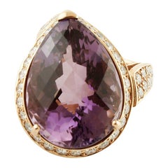 29, 54 Karat Amethyst, 3, 26 Karat Diamanten, Ring aus 18 Karat Gelbgold