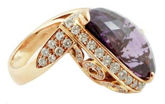 29, 54 carat Amethyst, 3, 26 carat Diamonds, 18 Karat Yellow Gold Ring
