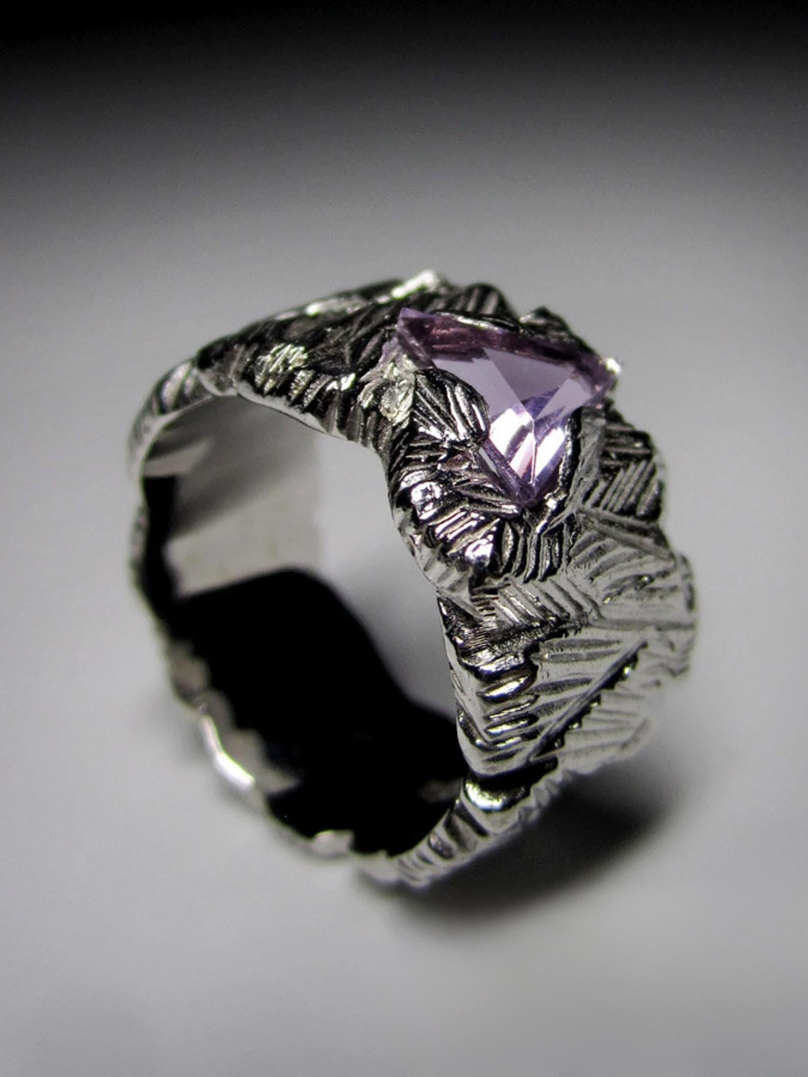 Big Amethyst Silver Ring Trilliant Fancy Cut Jewels Purple Violet Gemstone  For Sale 1