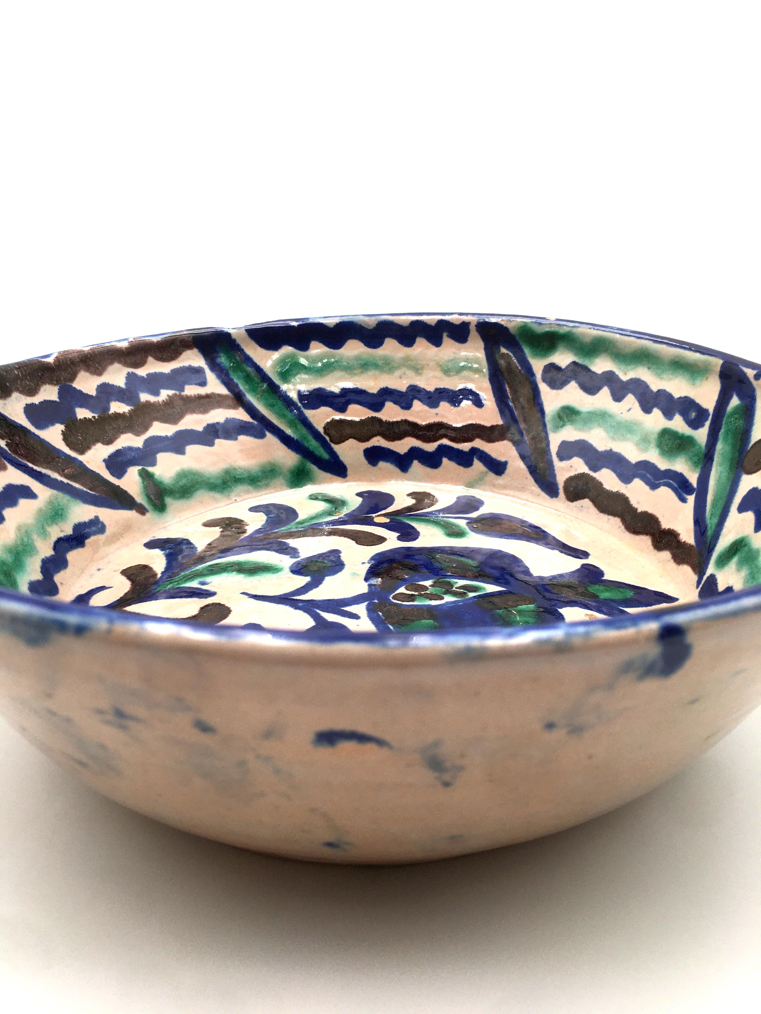 20th Century Big Ancient Fajalauza Bowl with Pomergranate, Circa 1900