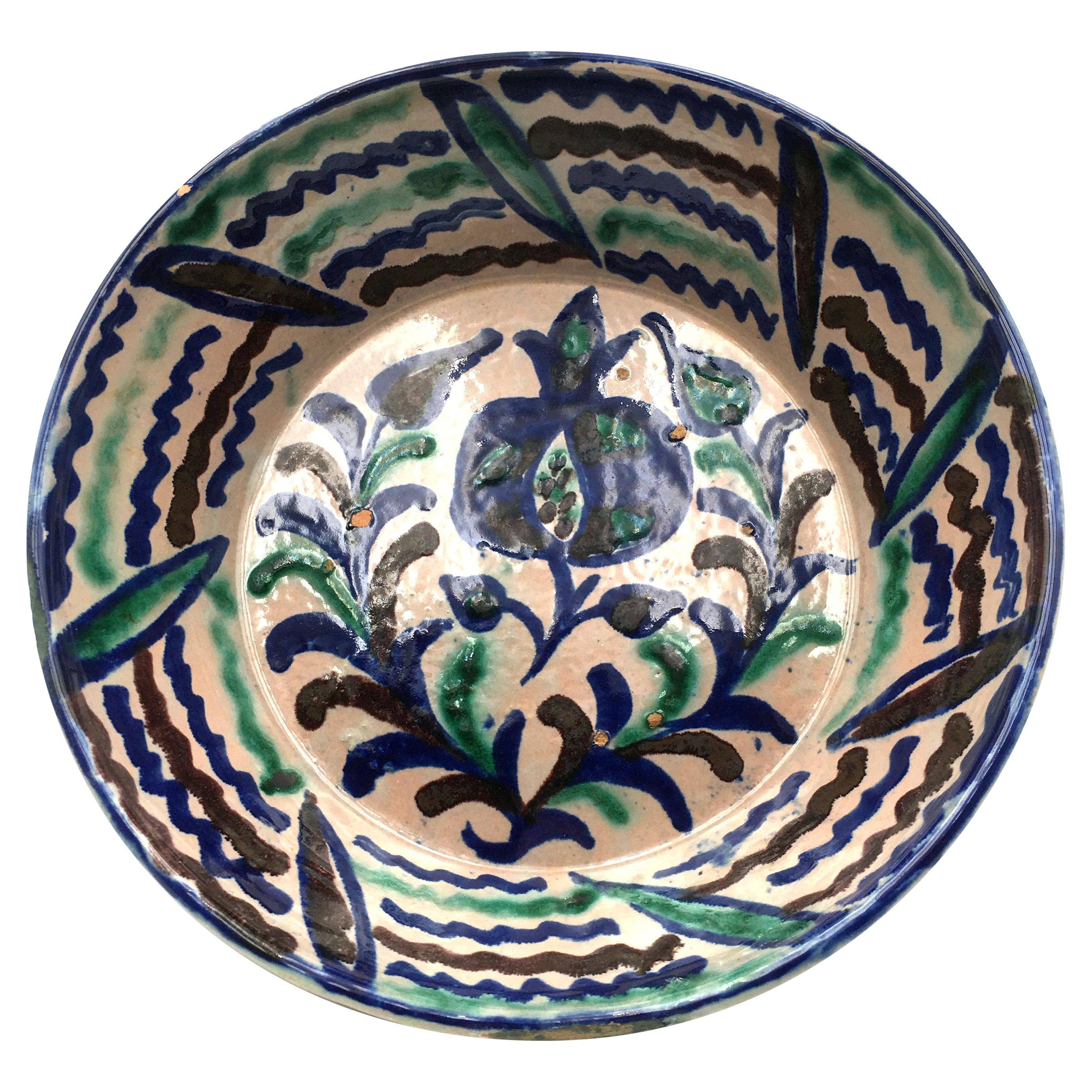 Big Ancient Fajalauza Bowl with Pomergranate, Circa 1900