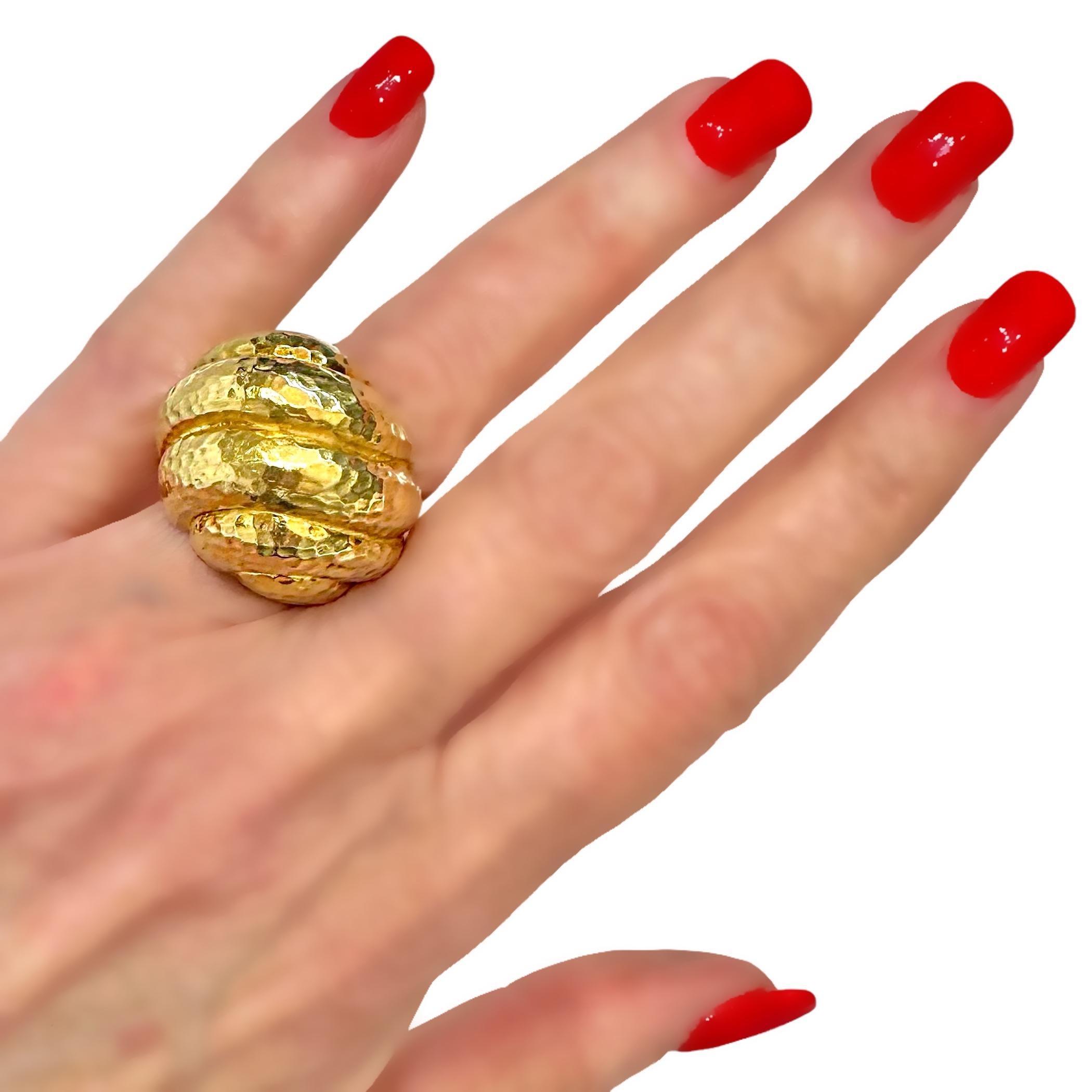 Big and Bold 18K Yellow Gold David Webb Bombe Dome Ring For Sale 6