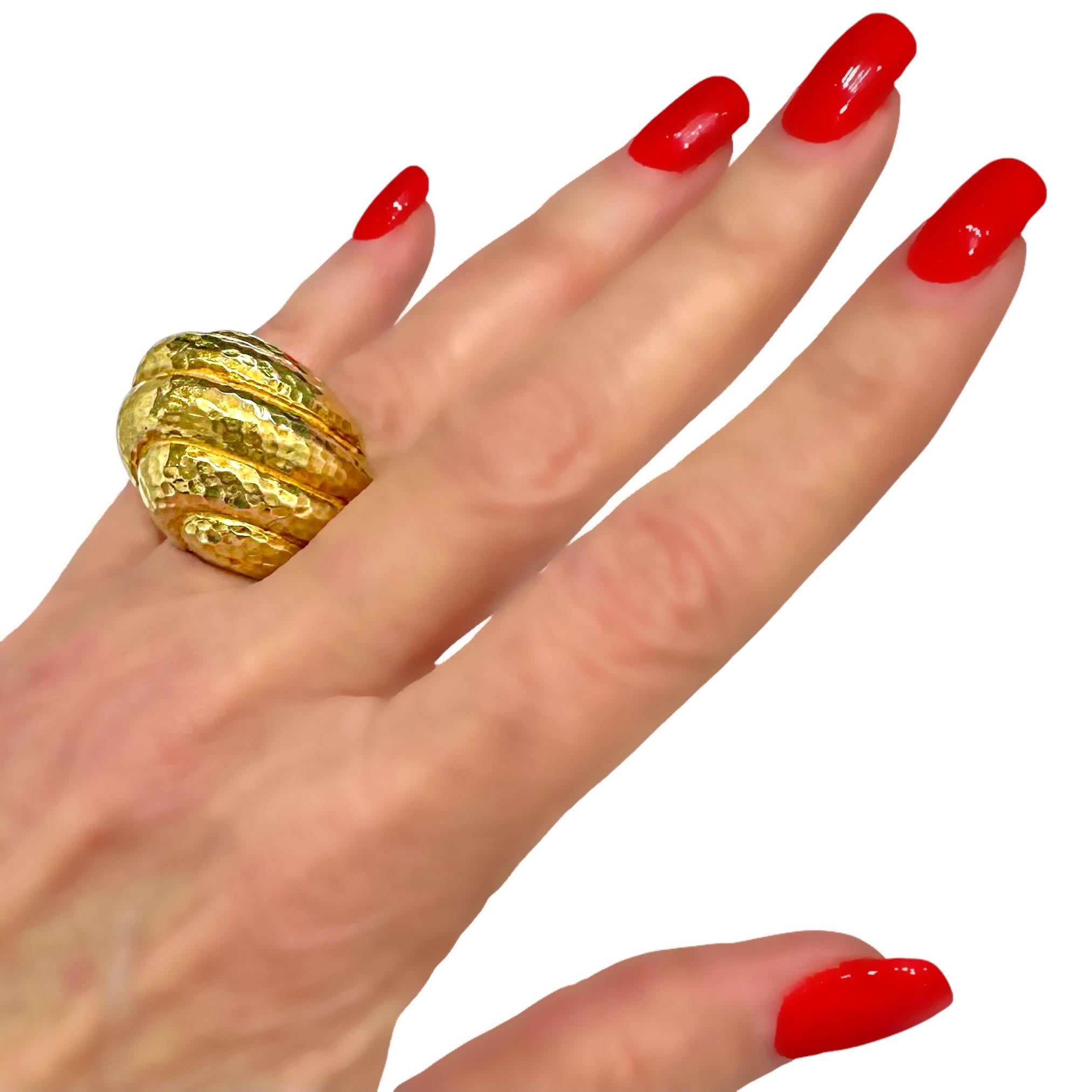Big and Bold 18K Yellow Gold David Webb Bombe Dome Ring For Sale 7