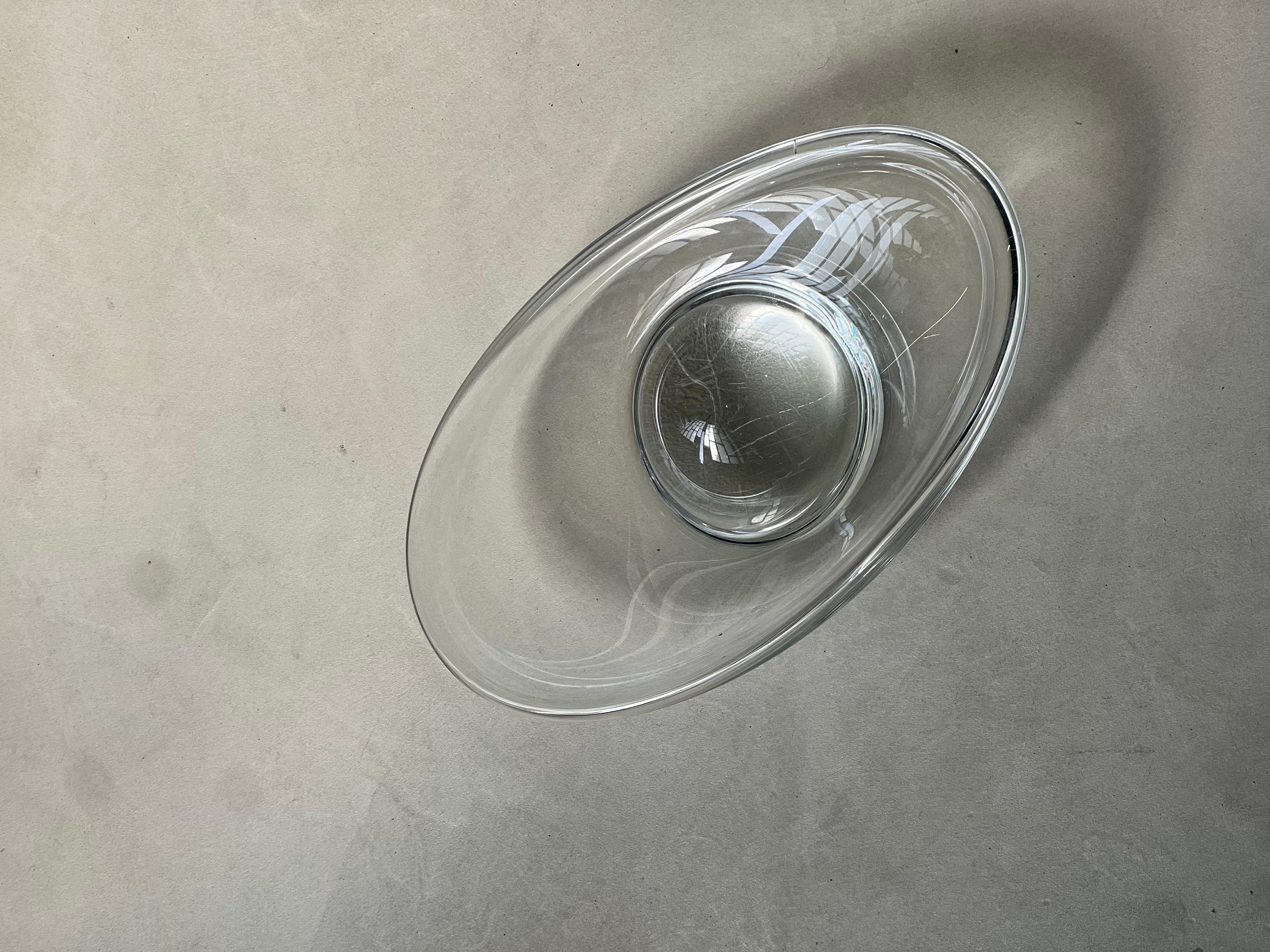 Große und schwere Murano-Schale, skulpturales Klarglas (Italienisch) im Angebot