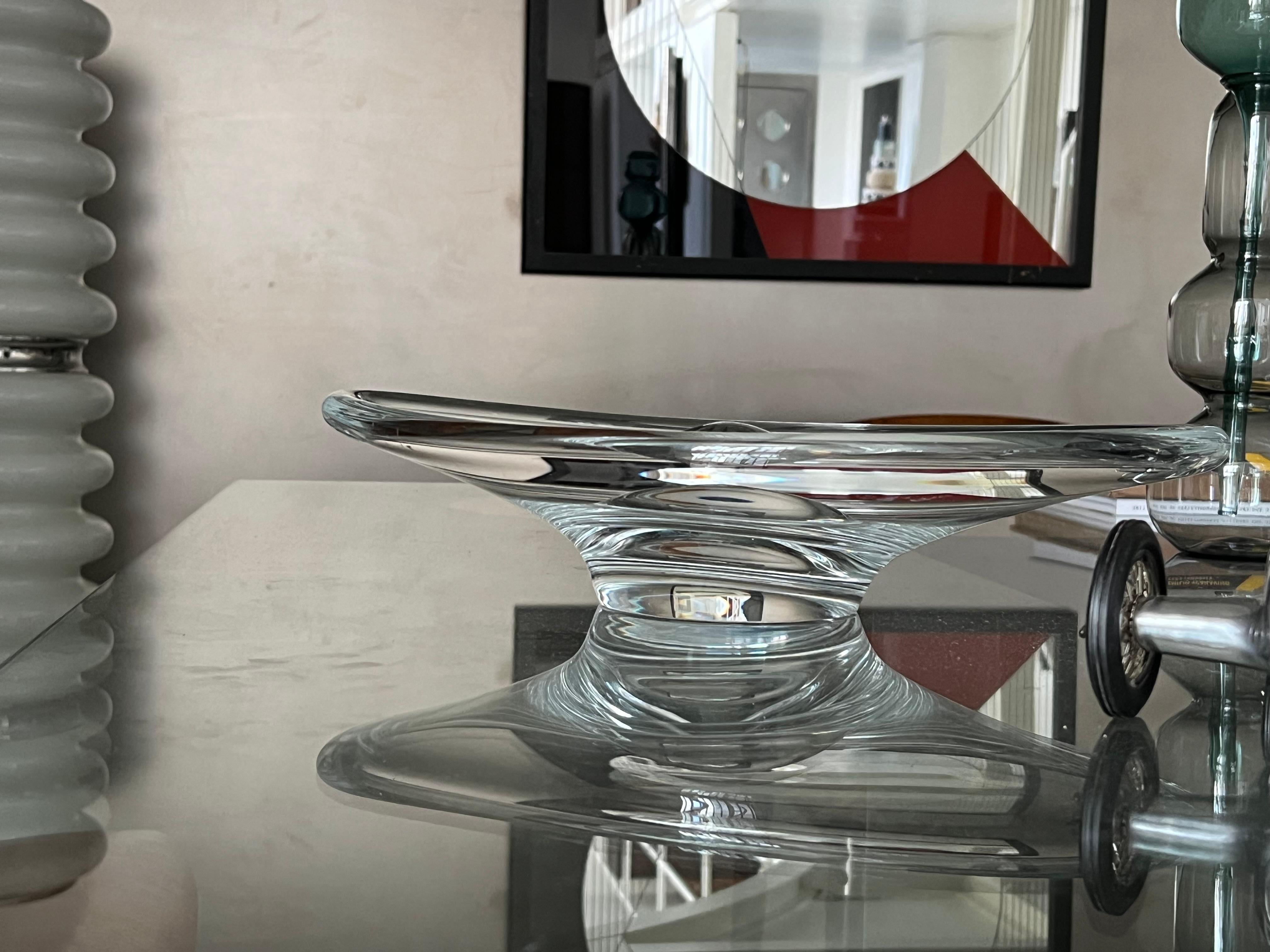 Große und schwere Murano-Schale, skulpturales Klarglas im Angebot 2