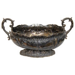 Fruit, coupe à fleurs, panier en argent sterling grand et lourd, Hazorfim, judaïque