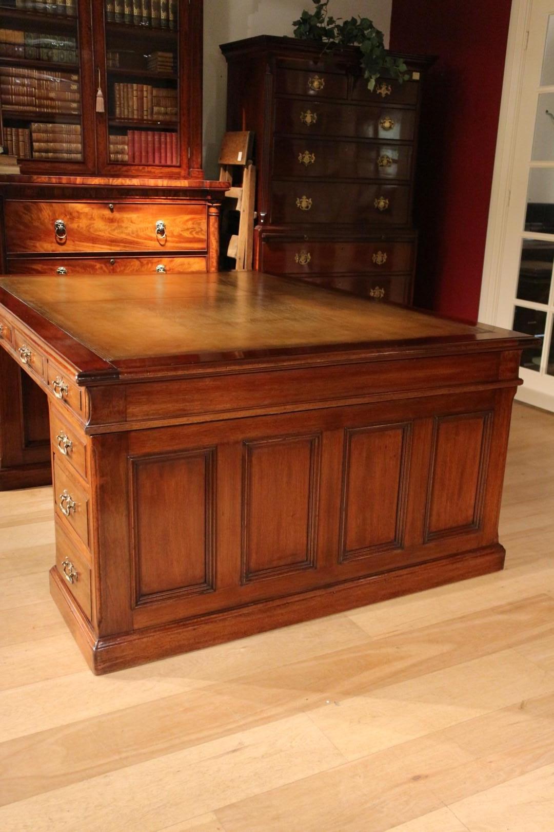 Big Antique 20 drawers partners desk For Sale at 1stDibs