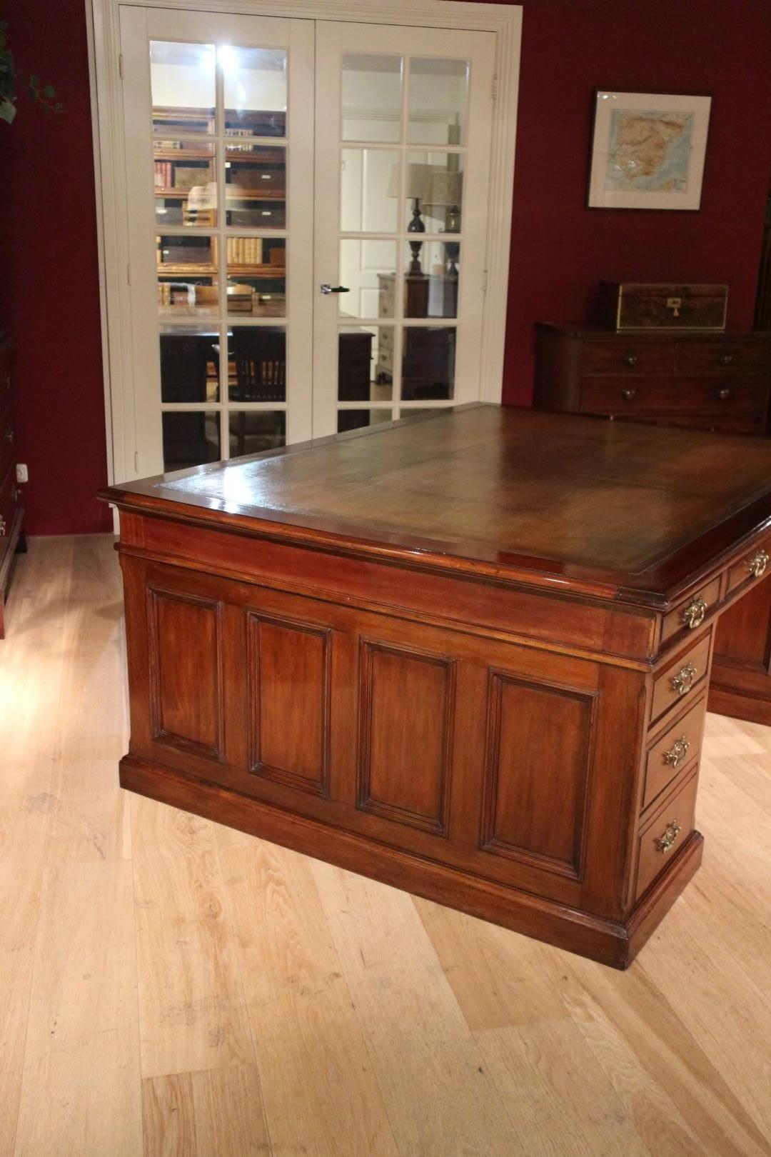 Big Antique 20 drawers partners desk For Sale at 1stDibs