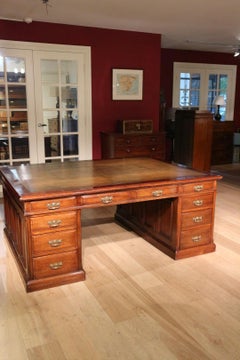 Big Antique 20 drawers partners desk