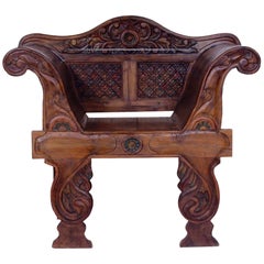 Big Antique Carved Throne, 1870s
